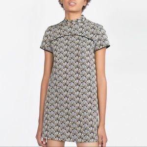 Zara High Neck Jacquard Dress. XS